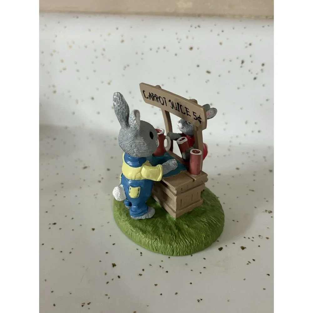 Vintage 1988‎ Hallmark Tender Touches  Rabbits at a Juice Stand Figurine